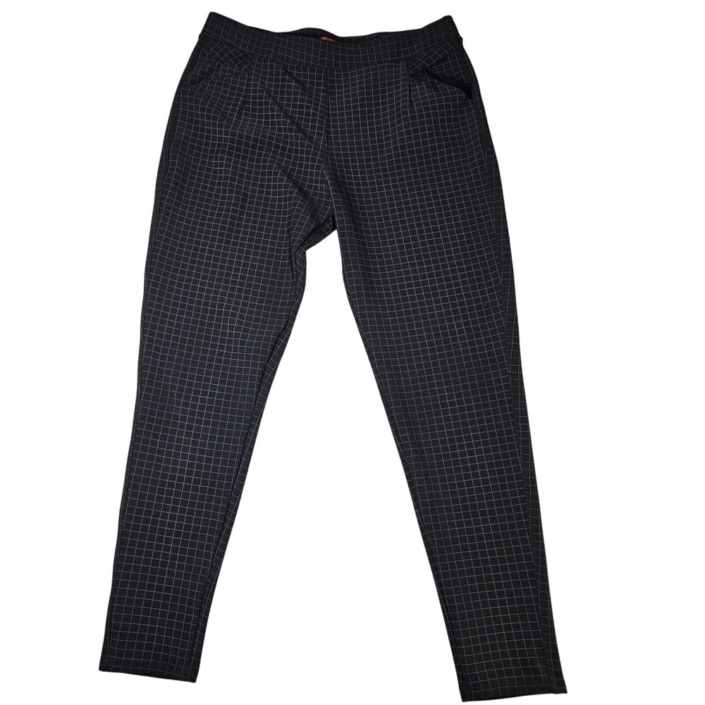 Maze Collection Tapered Pants Black Grid Stretch Office XL Career, Professional